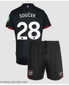Günstige West Ham United Tomas Soucek #28 Auswärts Trikotsatzt Kinder 2024-25 Kurzarm (+ Kurze Hosen)